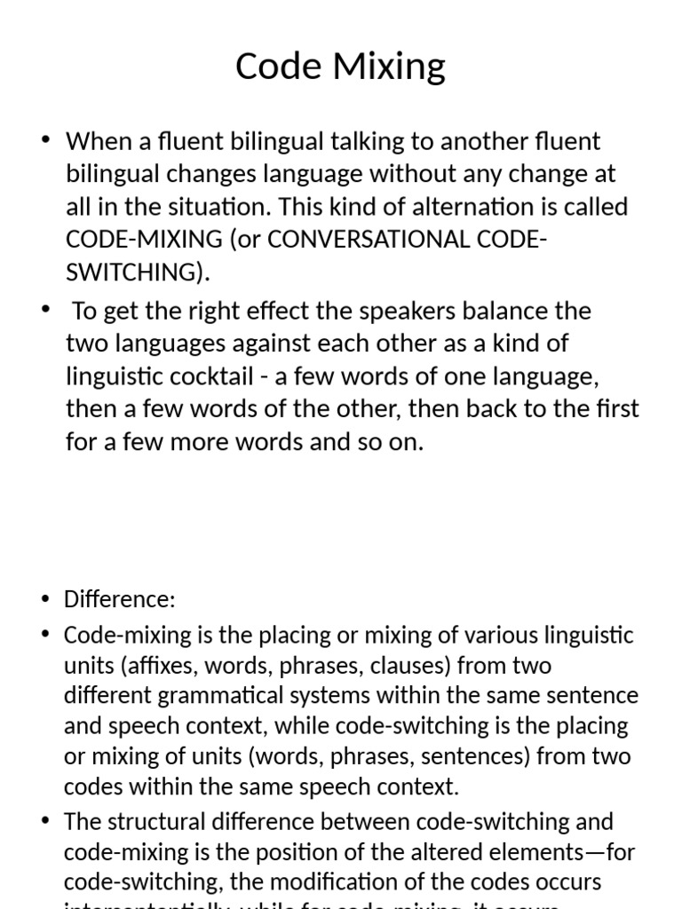 Understanding Code Mixing in Bilingual Speech | PDF | Word | English ...