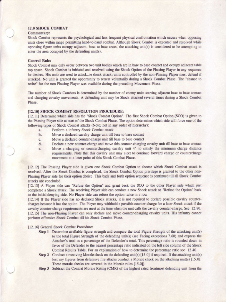 Shock Combat Rules and Procedures | PDF | Infantry | Cavalry