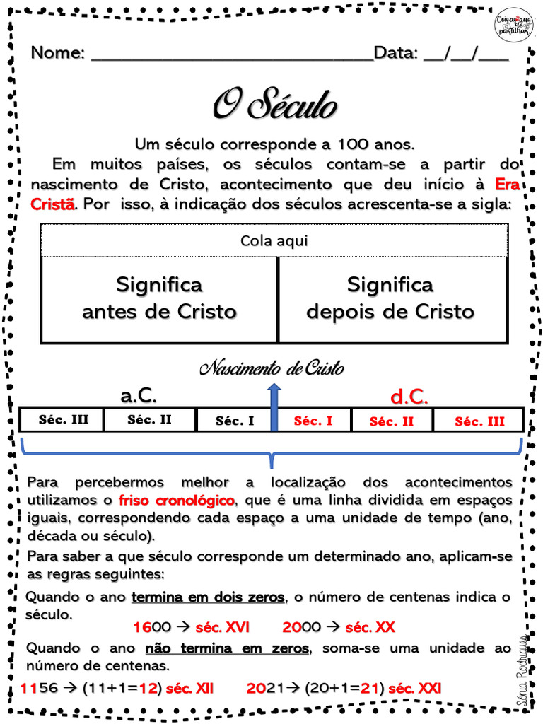 século, a.C. d.C e friso - Sónia Rodrigues | PDF