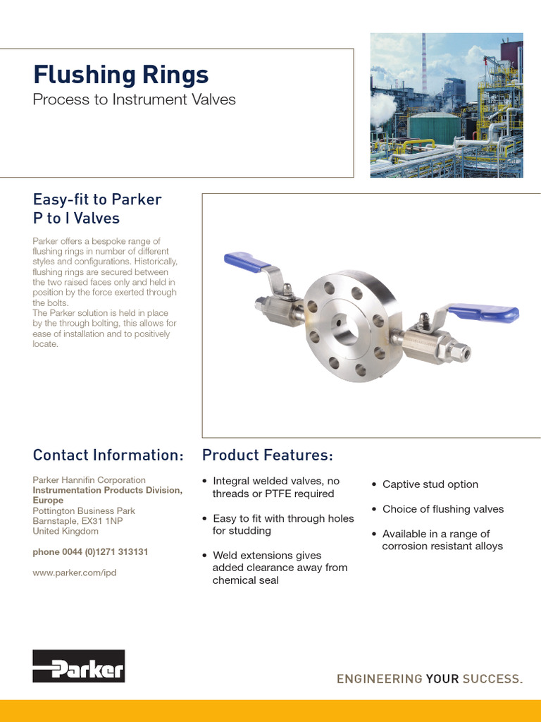 Parker Custom Flushing Rings Overview | PDF | Valve | Plumbing
