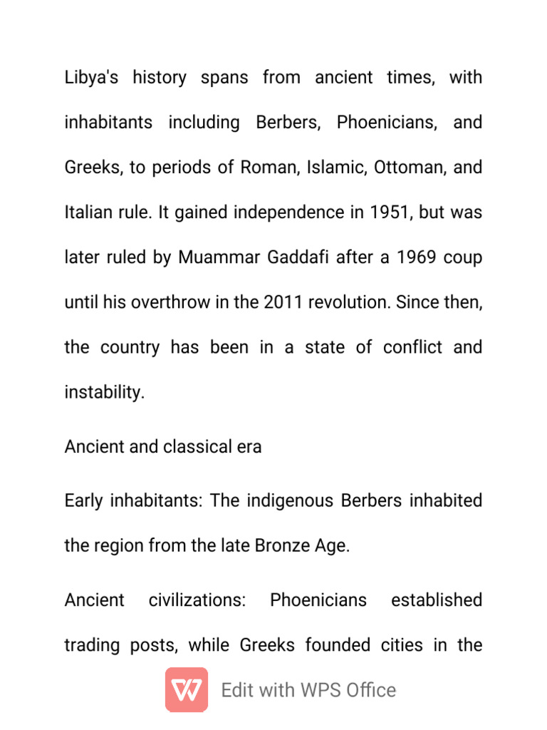 Overview of Libya's Historical Timeline | PDF | Libya | Muammar Gaddafi