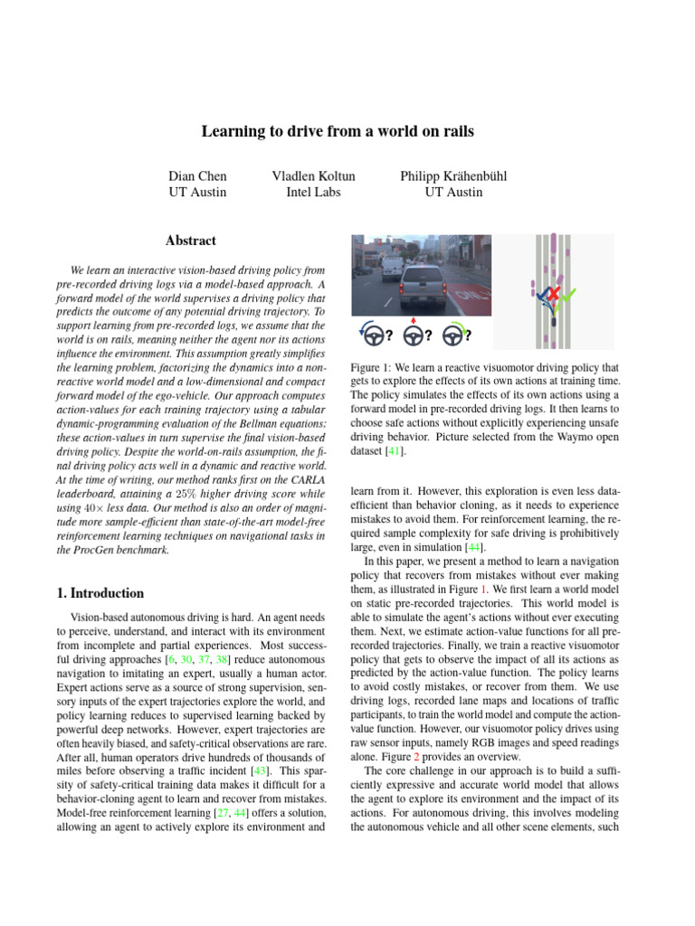 View of Driving Policy from World on Rails | PDF