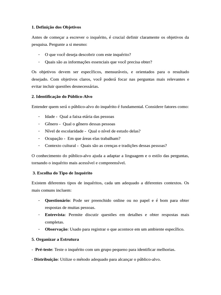 Como Criar um Inquérito Eficaz | PDF