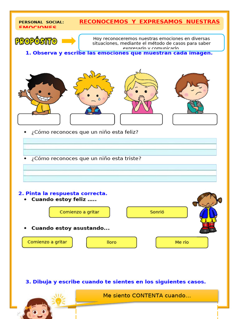U1 s2 Ficha d1 Ps Reconocemos y Expresamos Nuestras Emociones | PDF