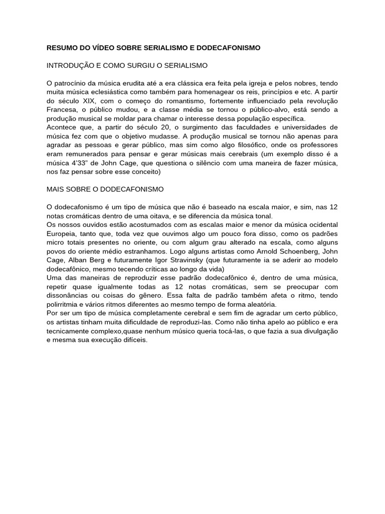 Serialismo e Dodecafonismo na Música | PDF