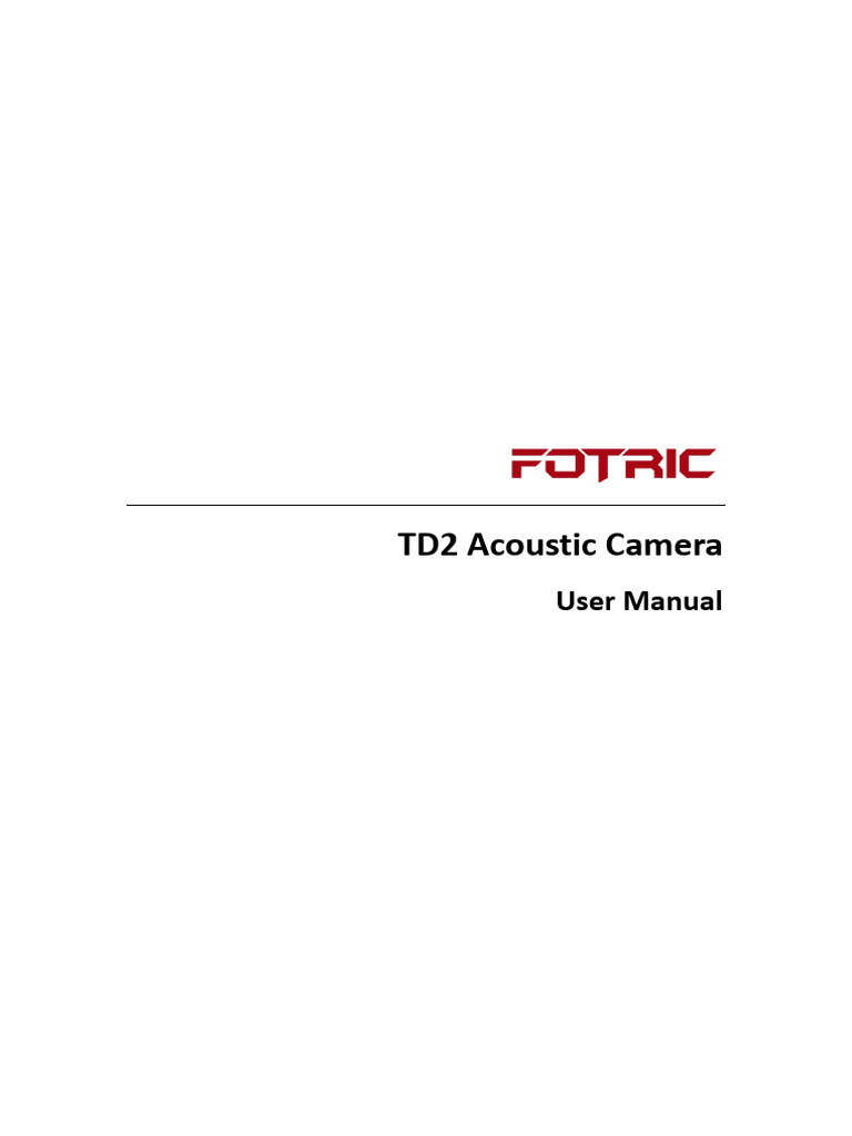 TD2 Acoustic Camera User Manual | PDF | Usb | Icon (Computing)