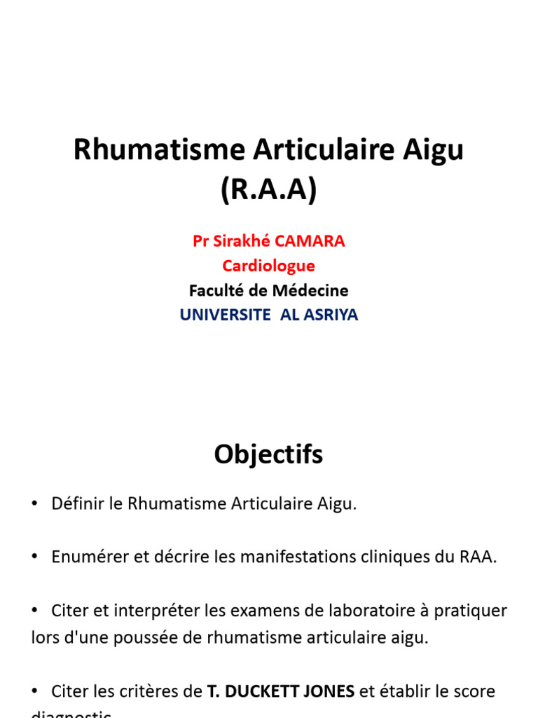 Rhumatisme Articulaire Aigu : Diagnostic et Traitement | PDF ...