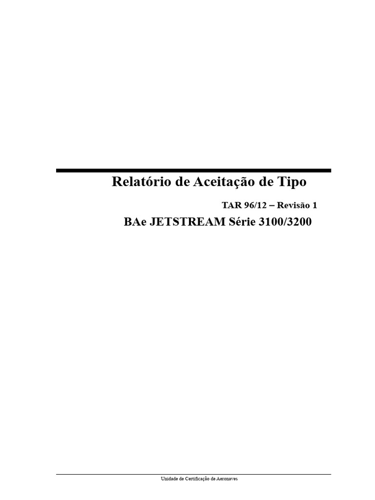 Aceitação de Tipo Jetstream 3100/3200 NZ | PDF | Aviação | Aeronave
