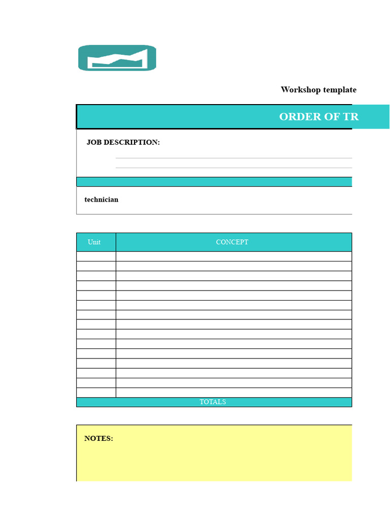 Workshop Job Order Template | PDF