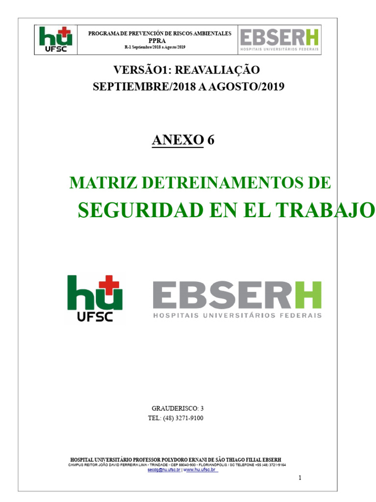 Matriz de Entrenamientos en Seguridad Laboral | PDF | Seguridad y salud ...