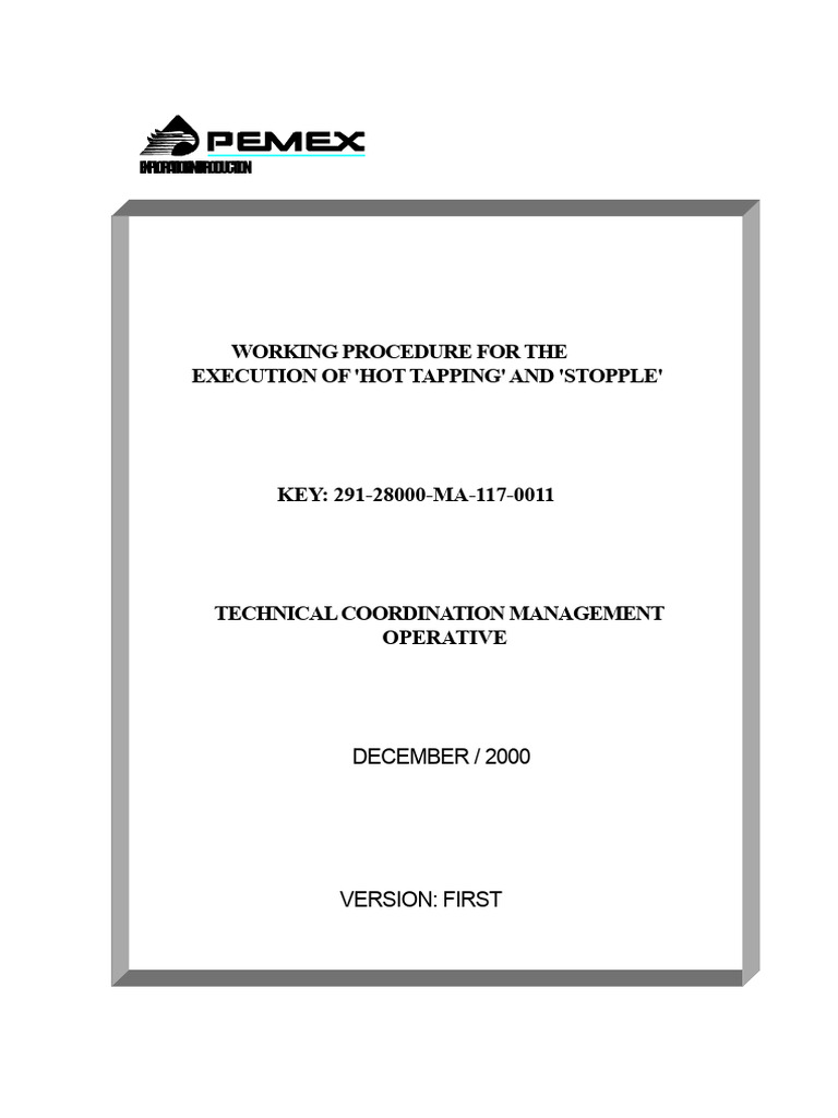 Hot Tapping and Stopple Procedure Guide | PDF | Welding | Construction