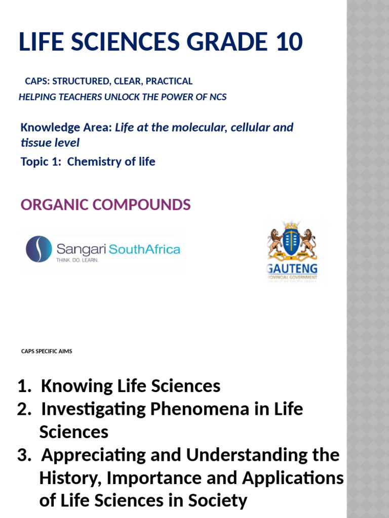 Grade 10 Life Sciences: Organic Compounds | PDF | Carbohydrates | Fat
