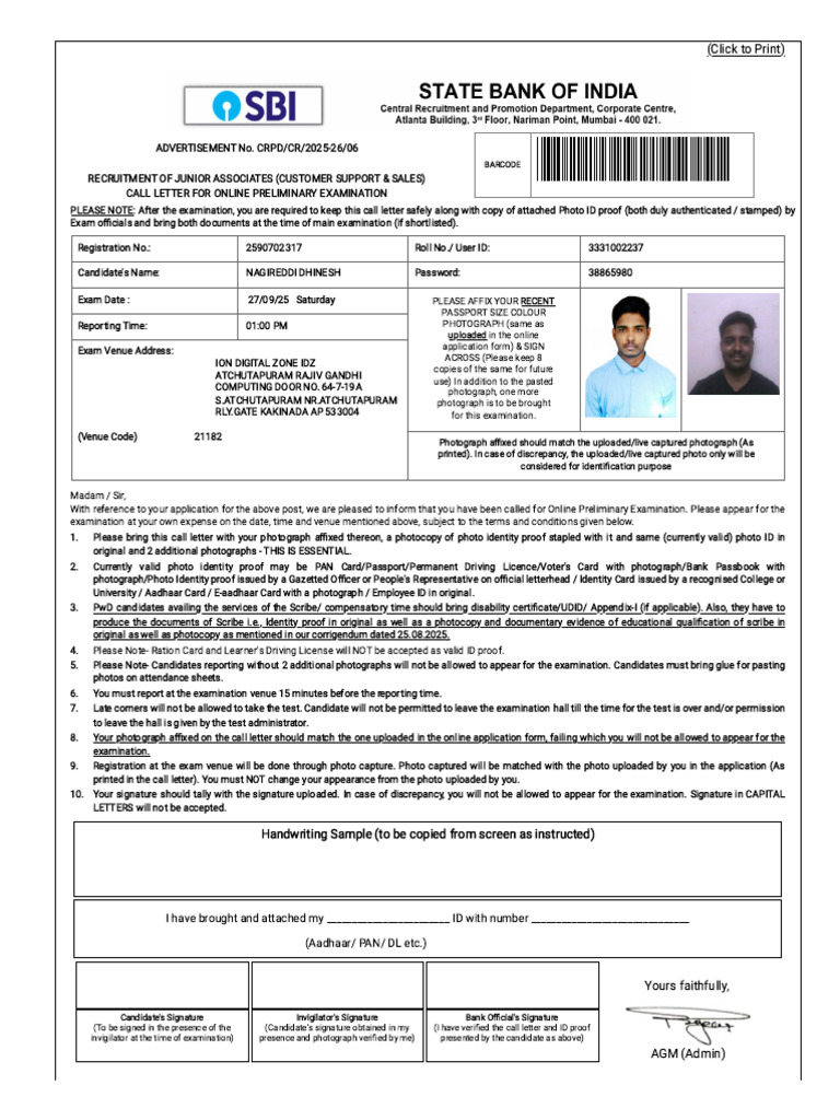 sbi clerk (1) | PDF | Identity Document | Driver's License