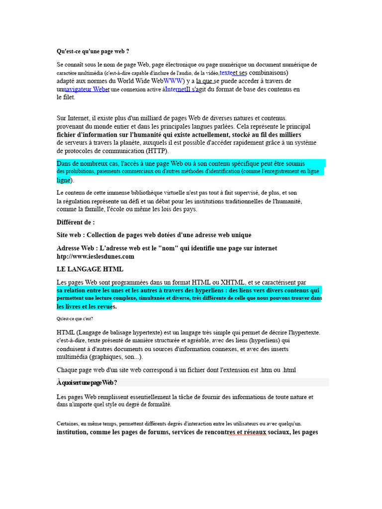 Qu'estce qu'une page web ? PDF et Web — free download