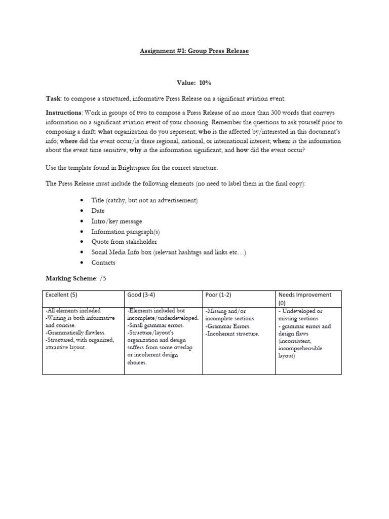 Aviation Press Release Instructions | PDF