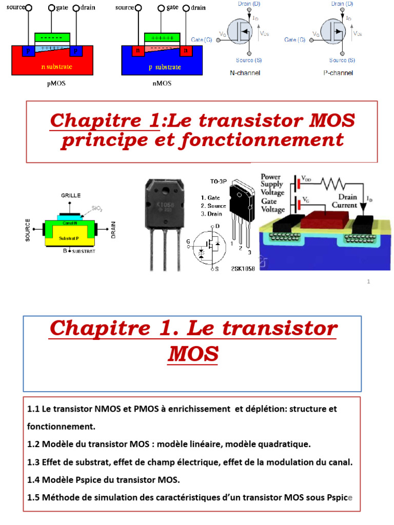 Fonctionnement et Modèles du Transistor MOS | PDF | Transistor à effet ...