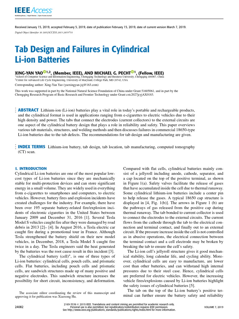 Tab Design in Cylindrical Li-ion Batteries | PDF | Lithium Ion Battery ...