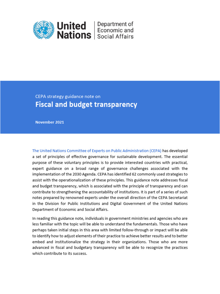 CEPA Guidance on Fiscal Transparency | PDF | Governance | Public Finance