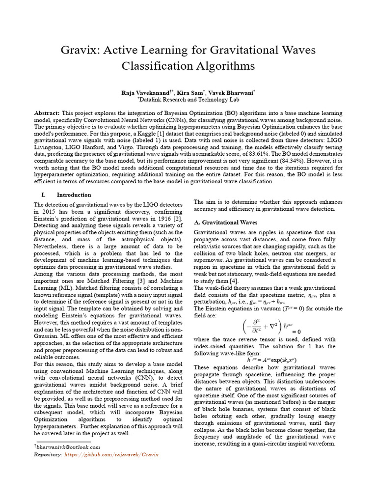 Gravix Active Learning For Gravitational Waves Cla | PDF ...