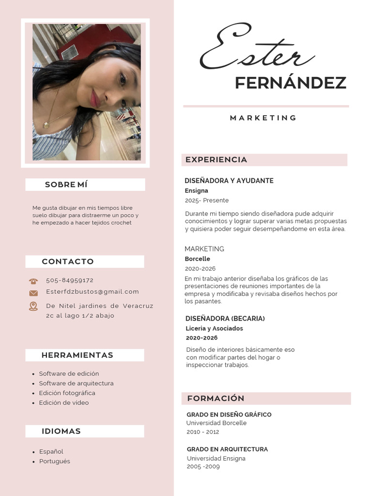 Currículum Vitae CV Diseñadora y Arquitecta Minimalista Rosa_20250527 ...