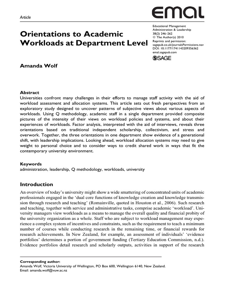 Academic Workload Perspectives in Universities | PDF | Methodology ...
