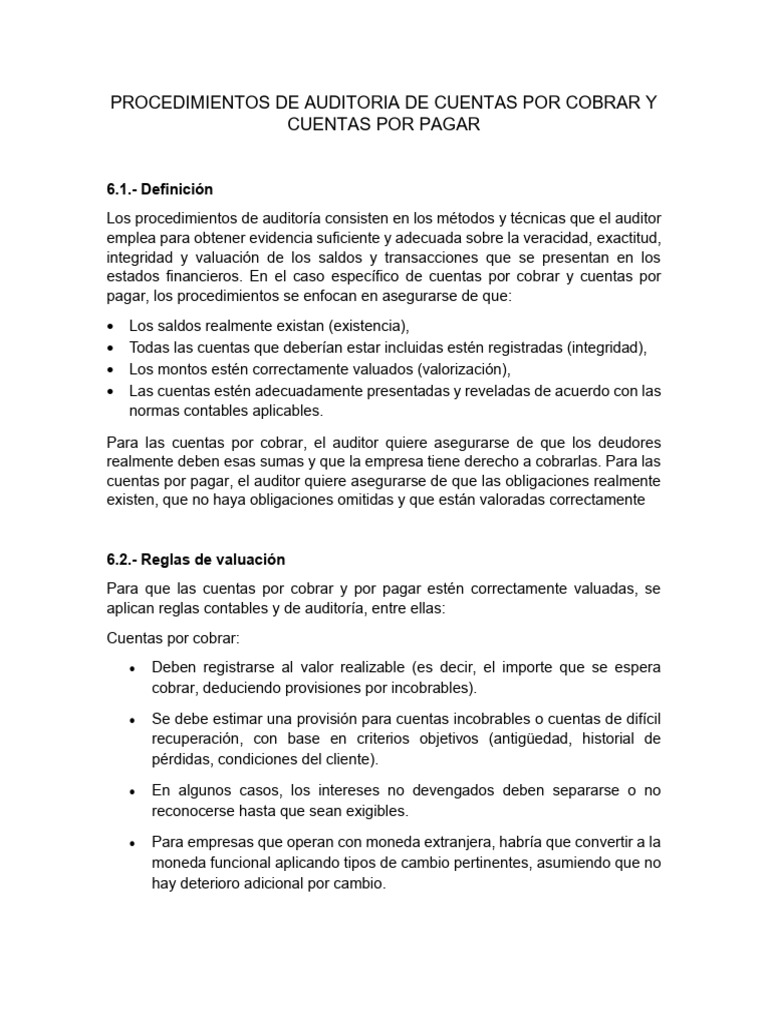 Auditoría de Cuentas por Cobrar y Pagar | PDF | Cuentas por pagar ...