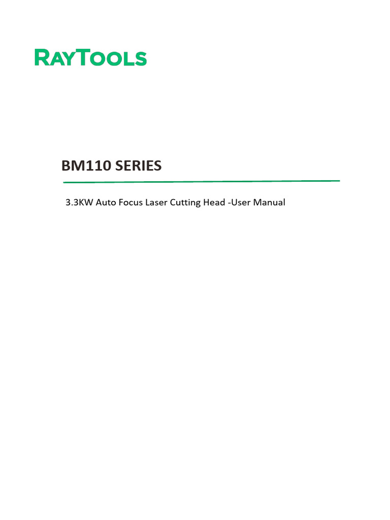 BM110 Laser Cutting Head User Manual | PDF | Water | Laser