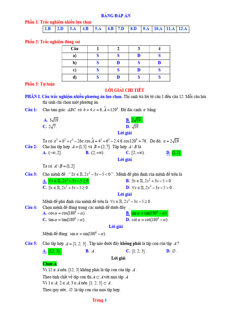 Dap An | PDF