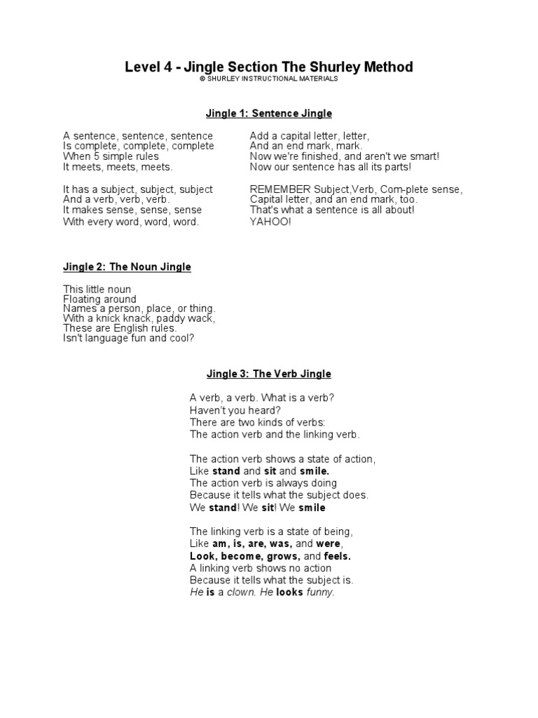 Shurley Jingles PDF Adverb Adjective