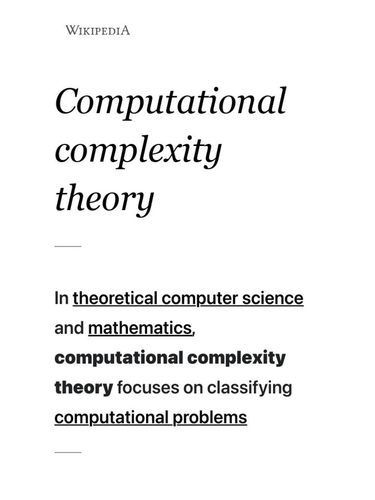 Understanding Computational Complexity | PDF | Computational Complexity ...