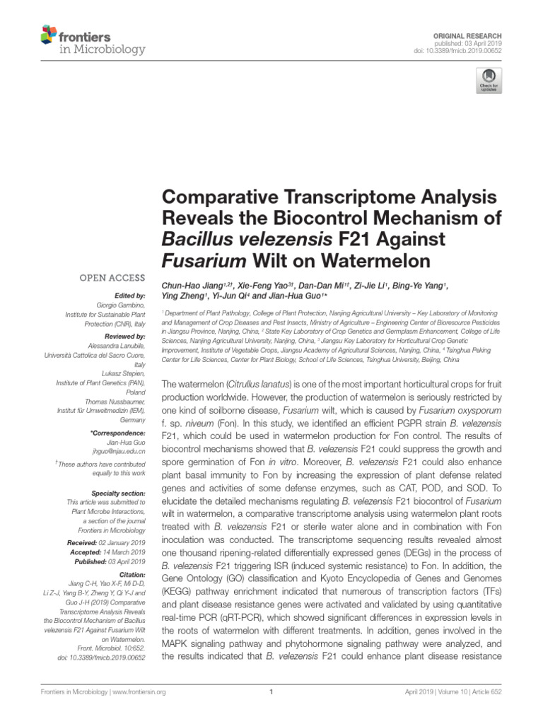 Comparative Transcriptome Analysis Reveals The Biocontrol Mechanism of ...