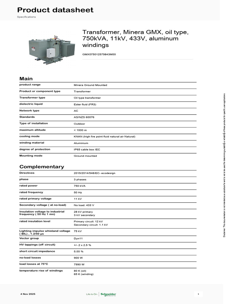 Schneider Electric_Minera-GMX_GMX075012579843M00 | PDF | Transformer ...