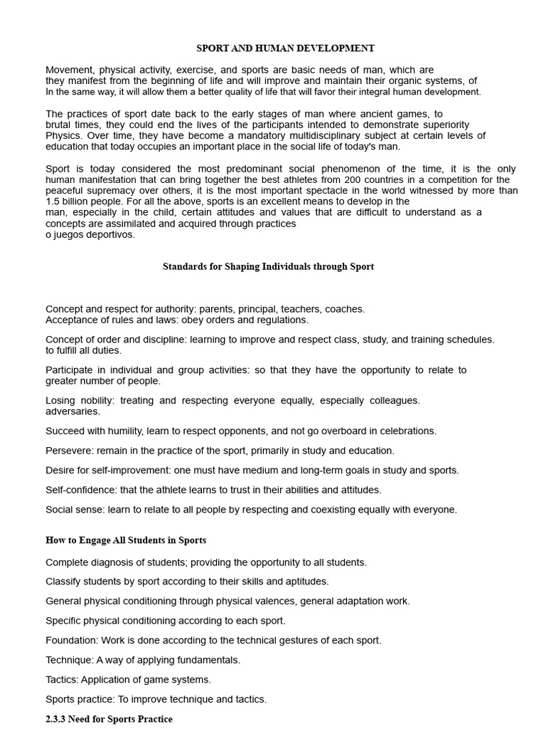 Impact of Sports on Human Development | PDF | Mind | Leadership