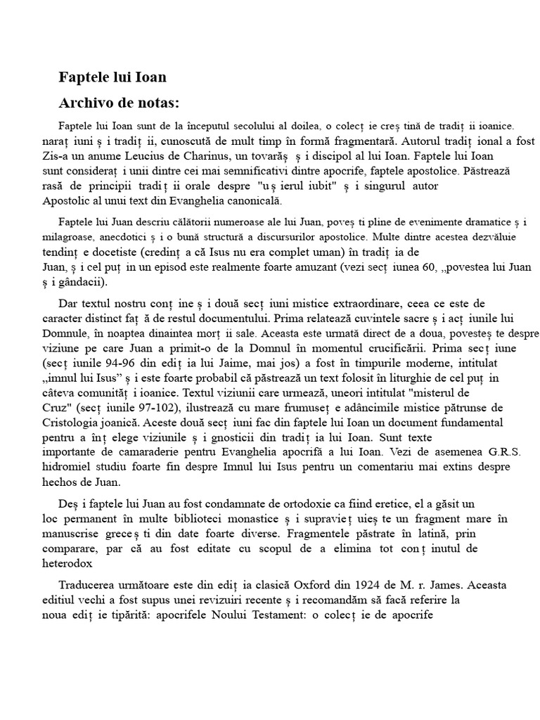 Faptele Lui Ioan | PDF