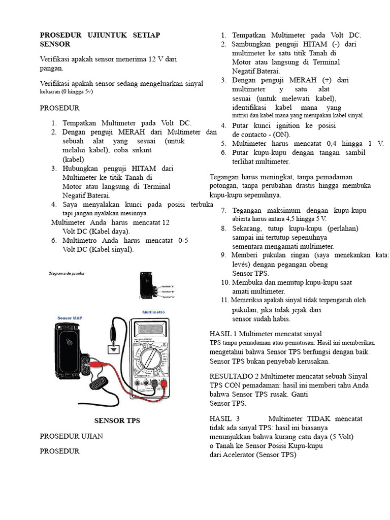 Prosedur Uji Sensor TPS Dan O2 | PDF