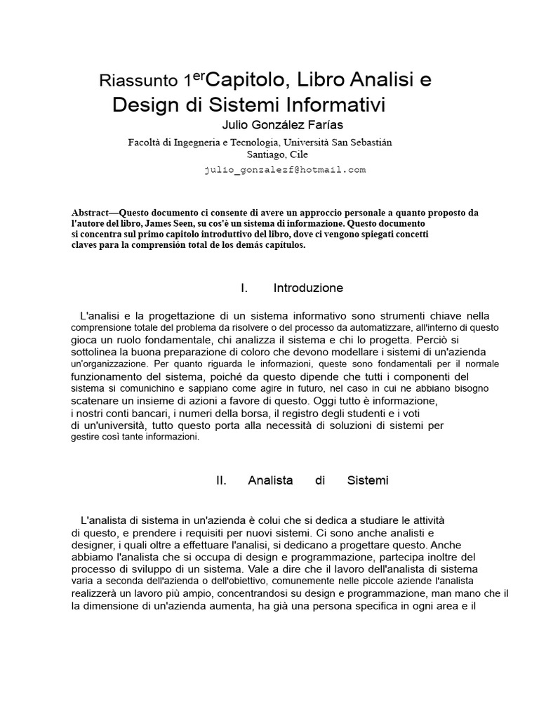 Riepilogo Del 1° Capitolo, Libro Analisi e Progettazione Dei Sistemi ...