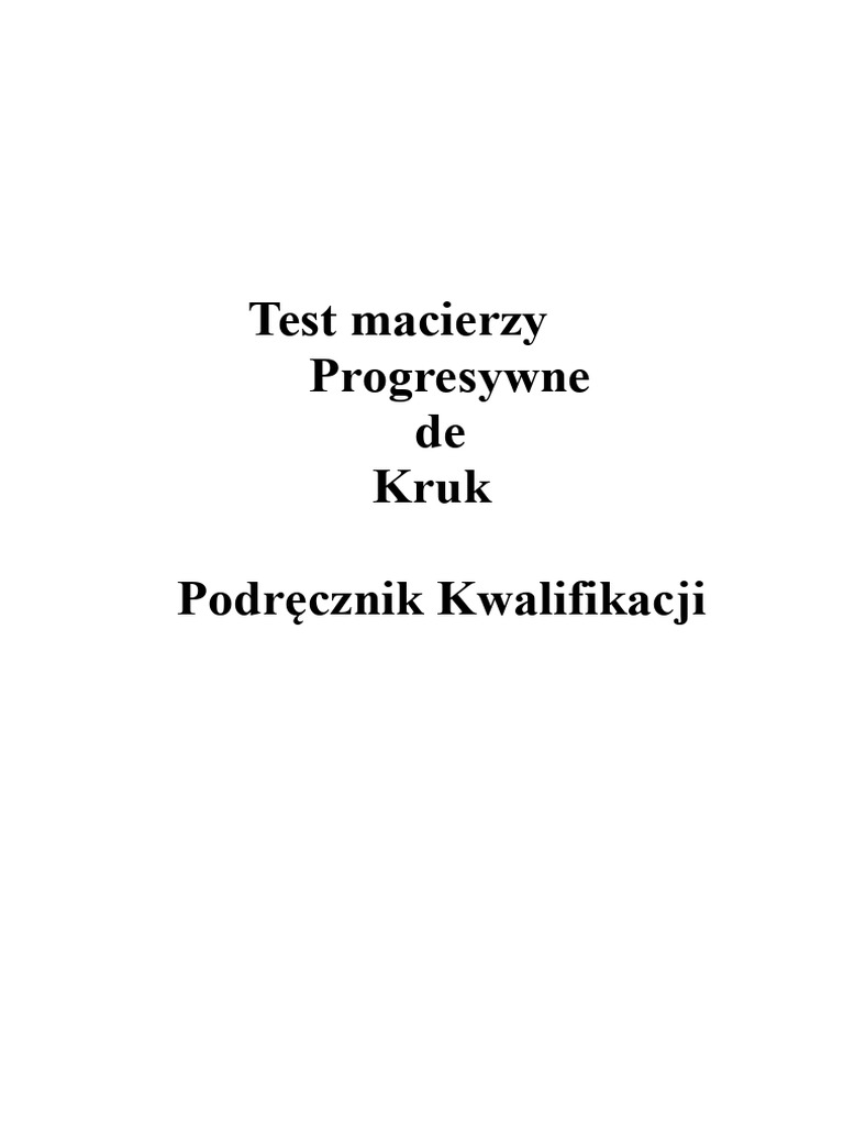 TEST Matryc Progresywnych Ravena Pełny Podręcznik Oceny | PDF