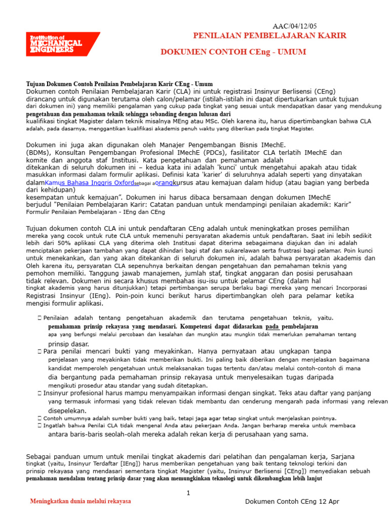 Panduan Penilaian Pembelajaran CEng | PDF