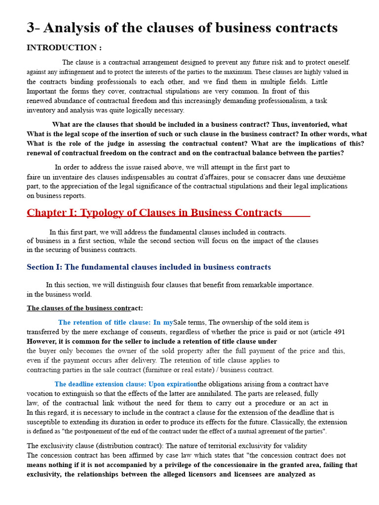 Essential Business Contract Clauses Analysis | PDF | Bankruptcy ...