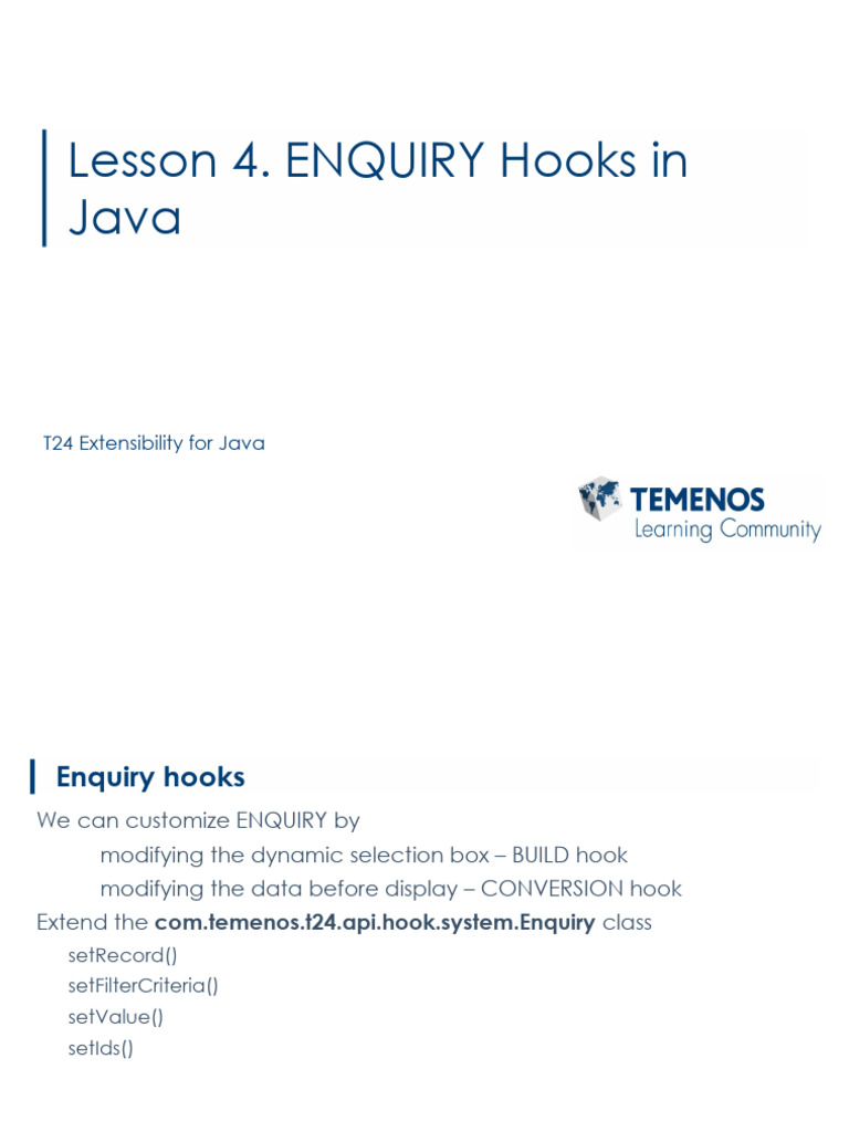Java Enquiry Hooks in T24 Extensibility | PDF | Computer Science ...