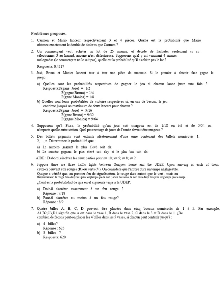 Problèmes de Probabilités et Statistiques | PDF | Théorie des ...