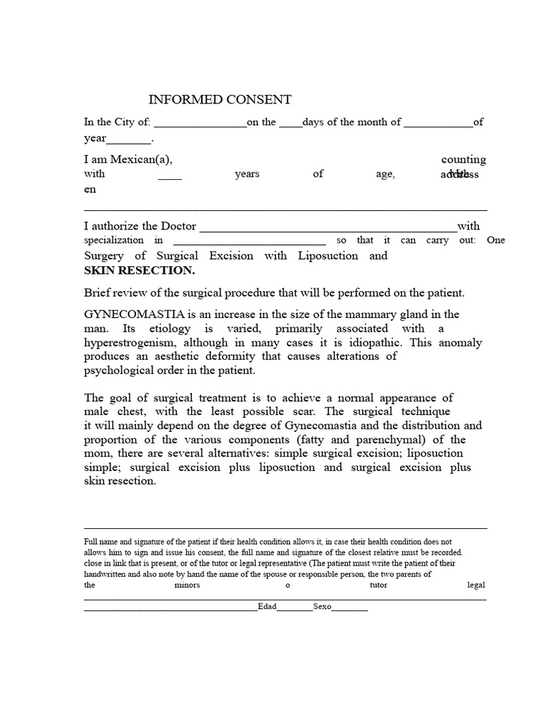 Informed Consent for Gynecomastia Surgery | PDF | Surgery | Informed ...