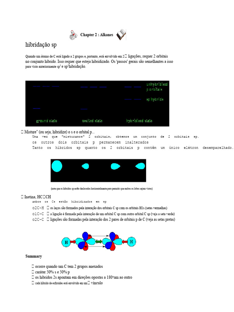 Hibridização de Carbono: sp, sp2 e sp3 | PDF | Física Atômica | Moléculas