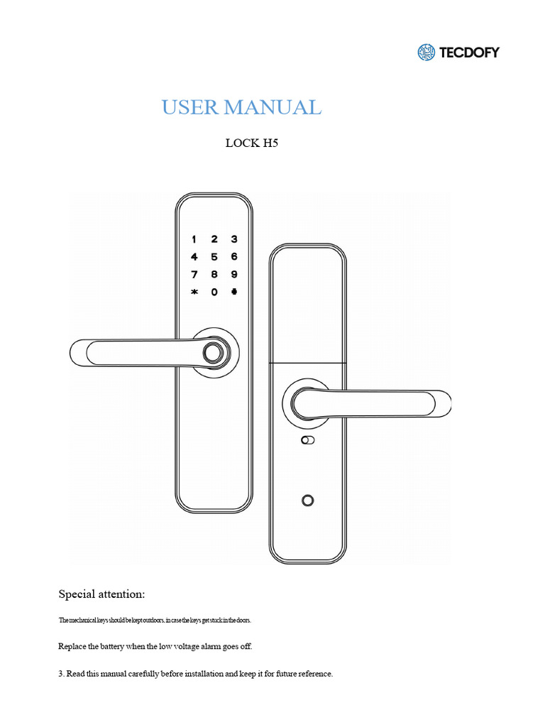 Lock H5 User Manual and Installation Guide | PDF | Wi Fi | Google Play
