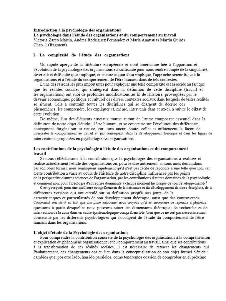 Zarco Et Al. - Introduction À La Psychologie Des Organisations | PDF ...