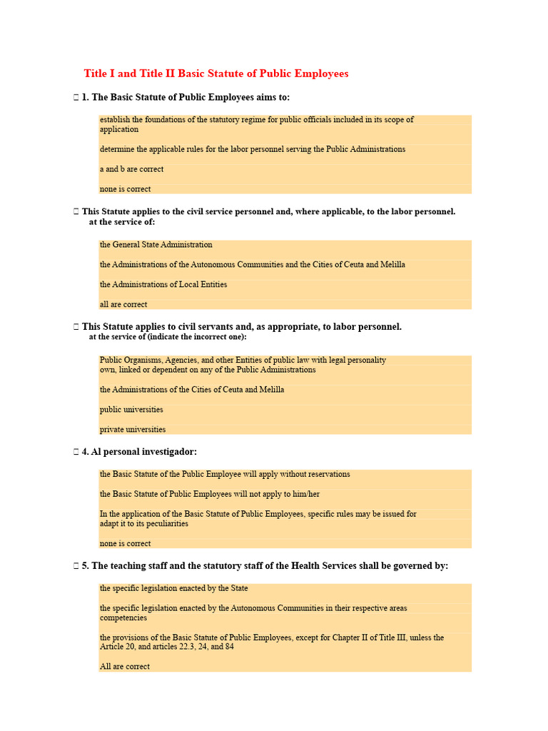 Public Employees Statute Overview | PDF | Civil Service | Employment