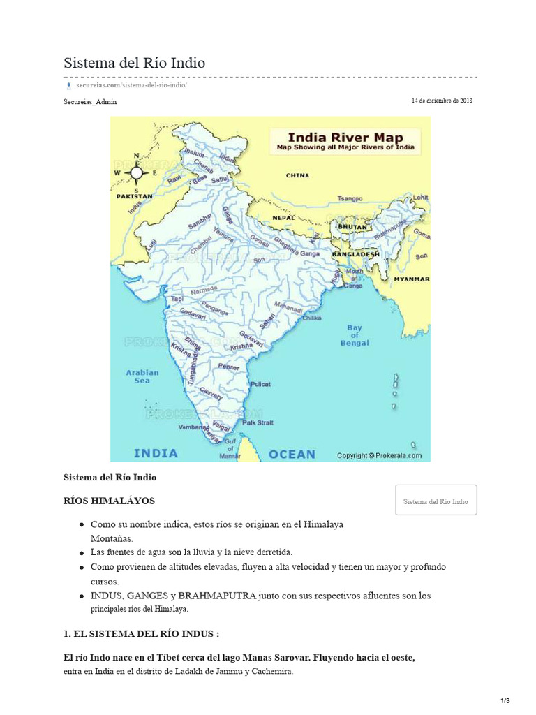 Sistema de Ríos en India: Indus, Ganges, Brahmaputra | PDF | río indú ...