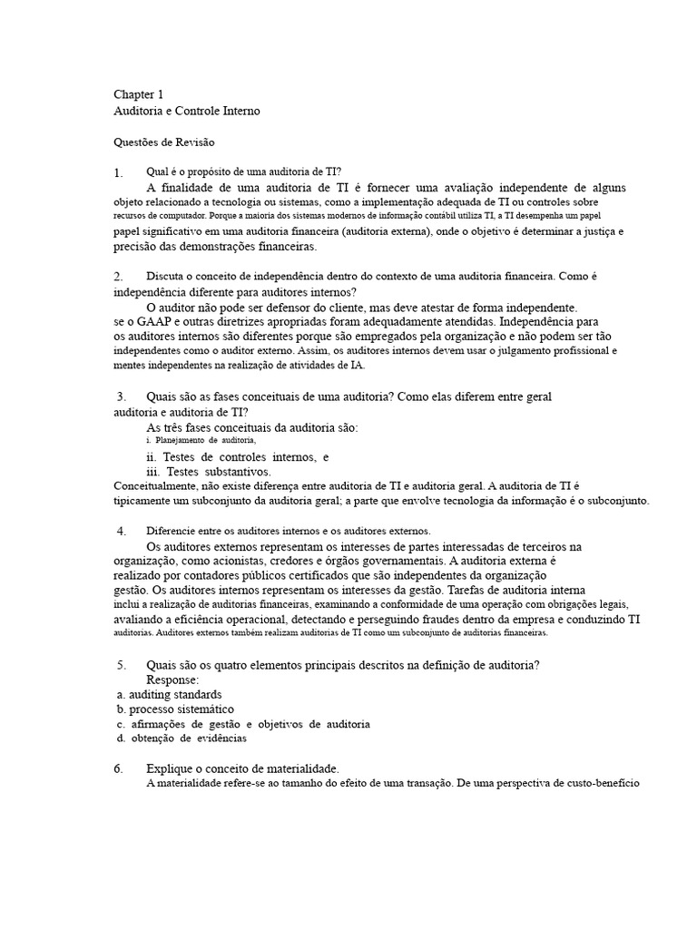 Auditoria de TI e Controle Interno | PDF | Contabilidade | Auditoria ...
