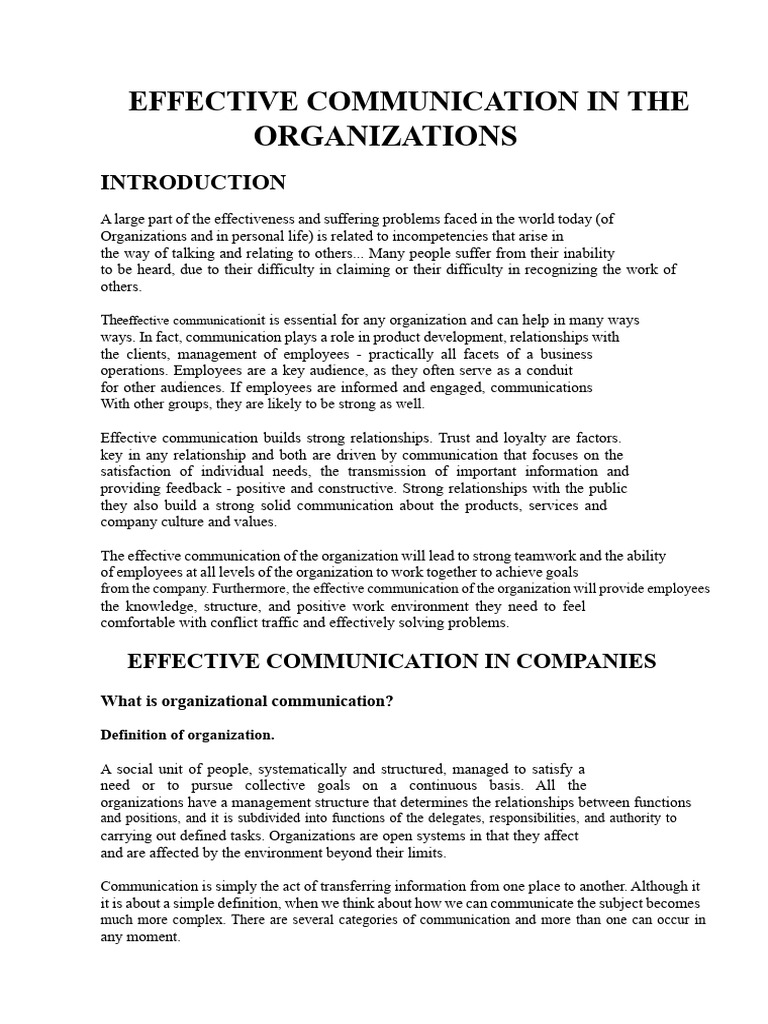 Effective Communication in Organizations | PDF | Communication ...