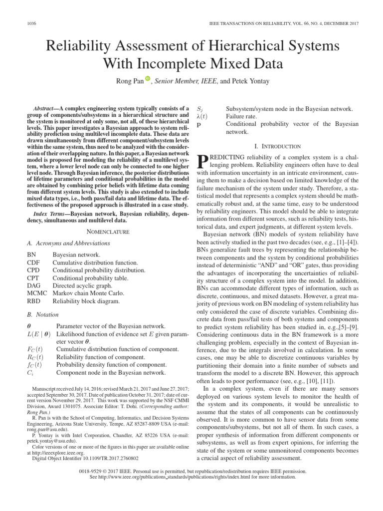 Bayesian Reliability of Hierarchical Systems | PDF | Bayesian Network ...